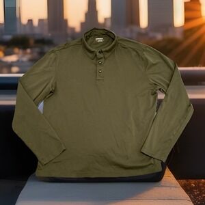 Untuckit Damaschino Mens Polo Shirt Long Sleeve 100% Cotton Green Size Medium